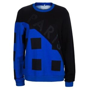 Kenzo Paris Black and Blue Shimmer Graphic Print Sweatshirt Top